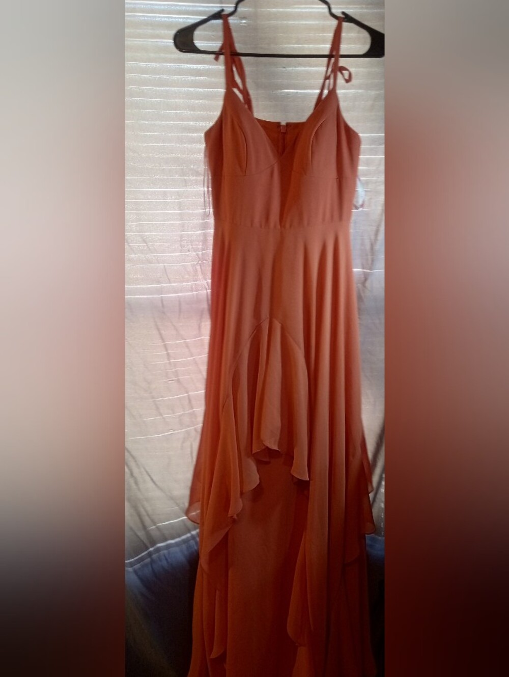 Axazie Barbie Salmon Sleeveless Ruffled Evening Dress